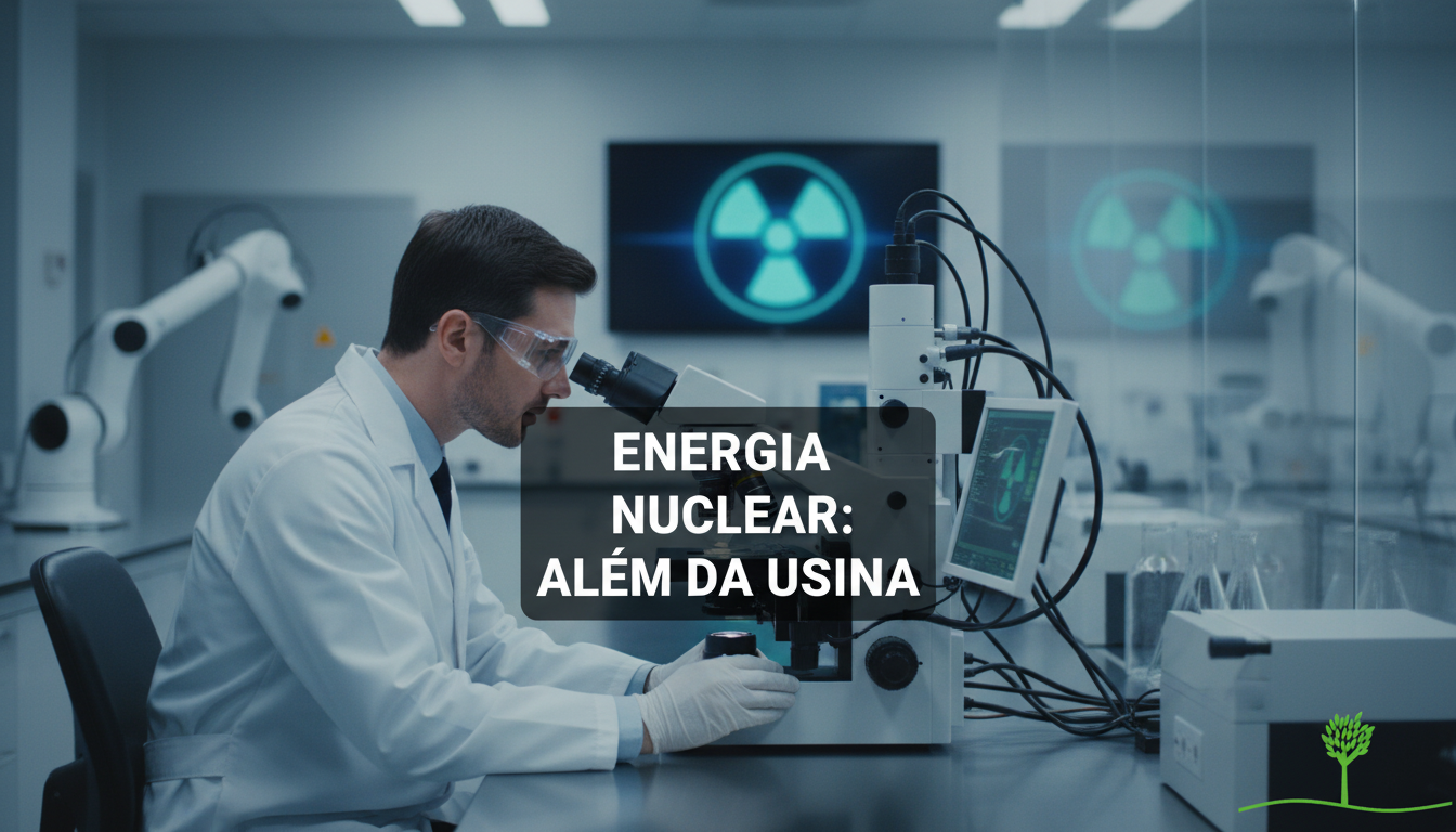 Cientista em laboratório de alta tecnologia, pesquisa e aplicações da energia nuclear em São Paulo