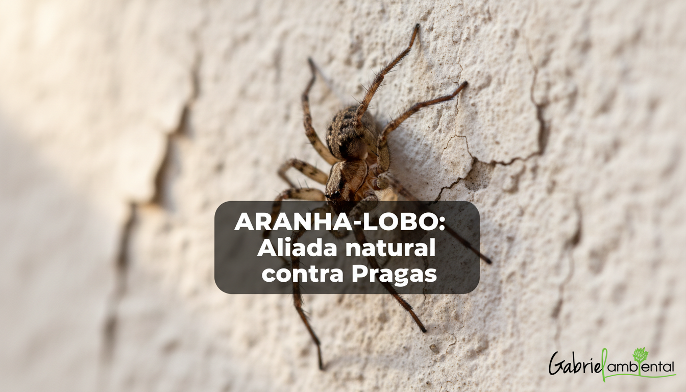 Aranha-lobo sobre parede ajudando no controle de pragas urbanas em São Paulo.